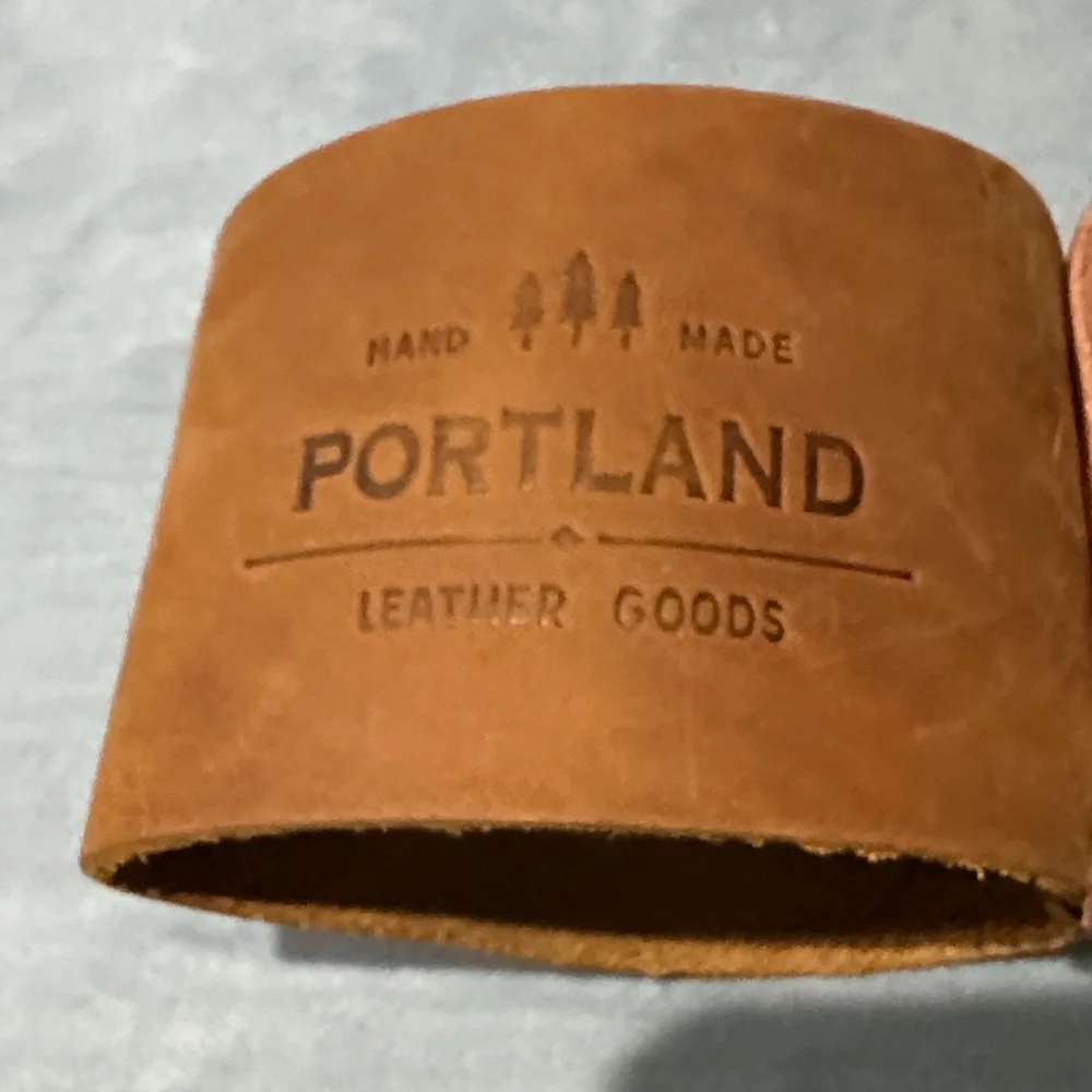 Portland Leather Goods PLG Warm Brown Leather Cup coffee Holder with Handle NWOT - Picture 2 of 5
